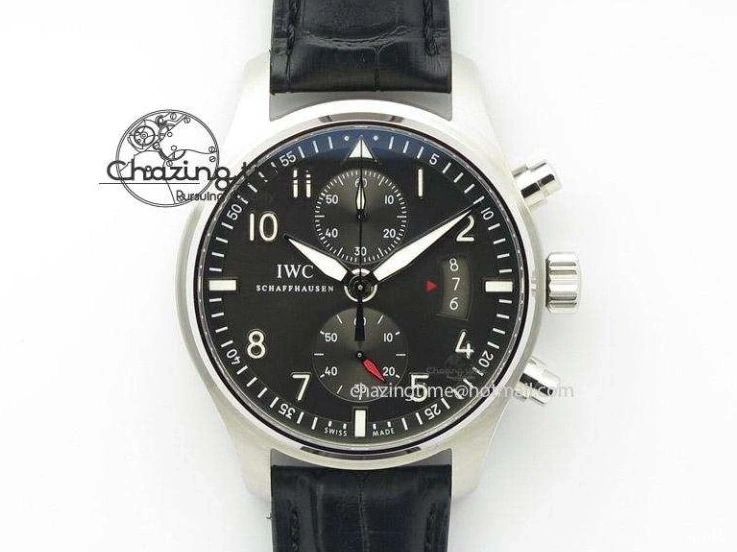 MIROTIME 0504 Pilot Chrono SS 3878 Gray Dial on Brown Leather Strap A Resilient 7395